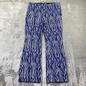 Maeve by Anthropologie Margot Flare Pants Blue White Black Stripe Knit Size S